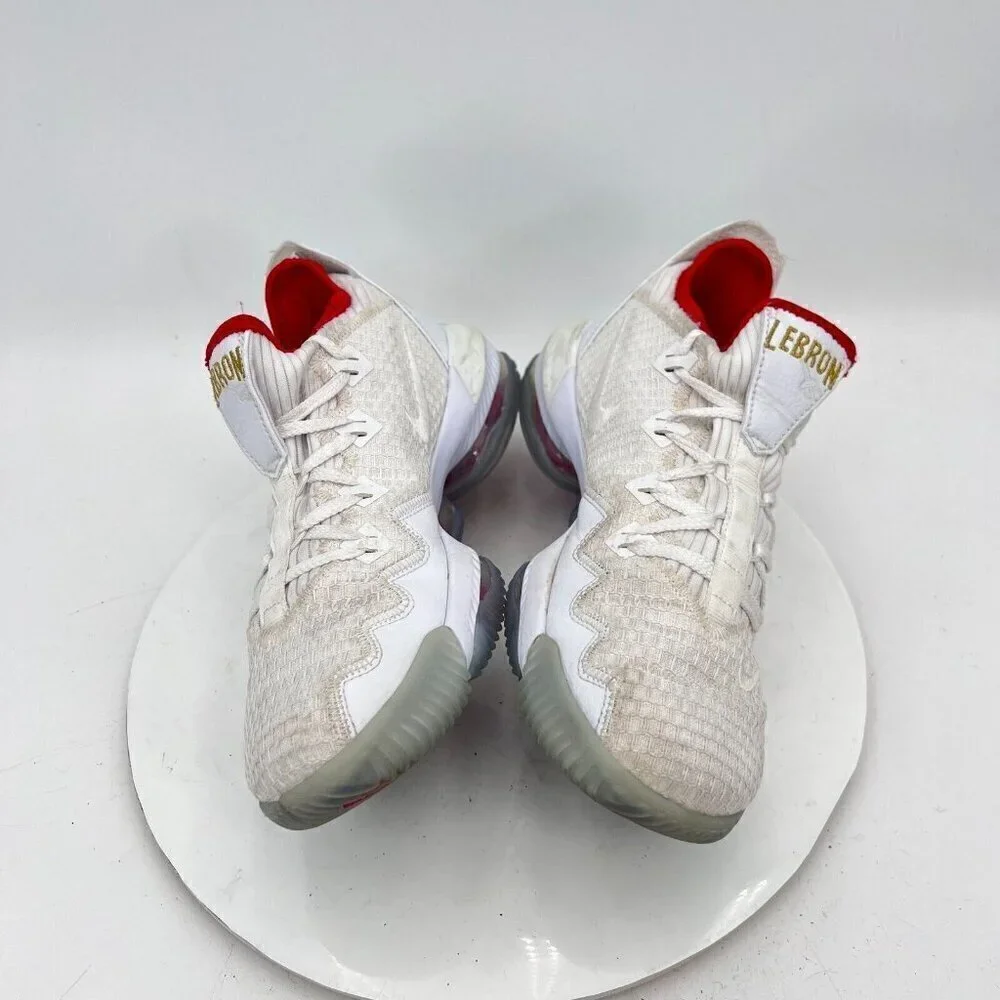 Nike LeBron James 16 Low Men Size 7.5 CI2668-100 Draft Night White Ice Gold Shoe